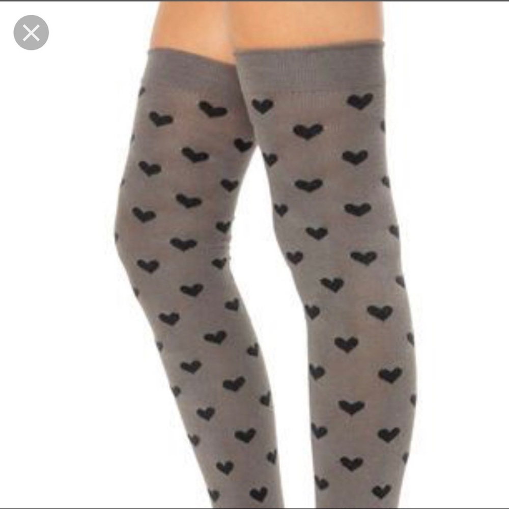 Thigh High Grey Heart Socks